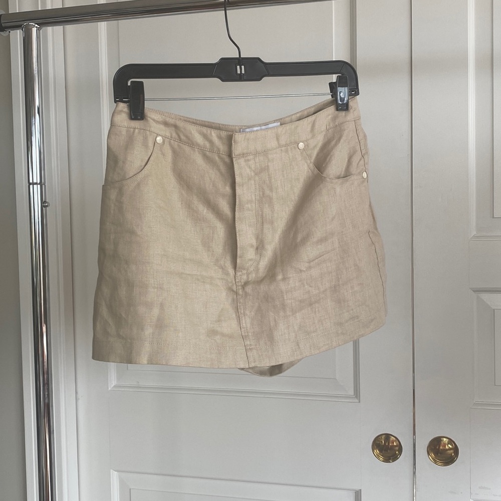 Beige Linen Skort